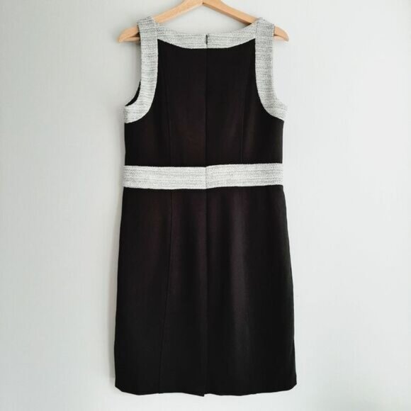 DEX Classic Colorblock Sheath Knee Length Midi Dress Black & Grey Sz M - Picture 8 of 13